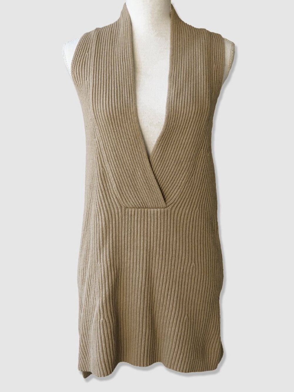Ann Taylor Merino Wool Sleevelss Sweater Tunic Camel Tan Cotton Blend Y2k